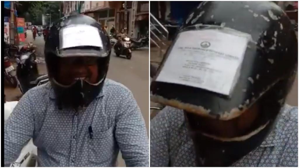 ГИБДД может спать спокойно: индийский страховой агент прикрепил лицензию на вождение к шлему