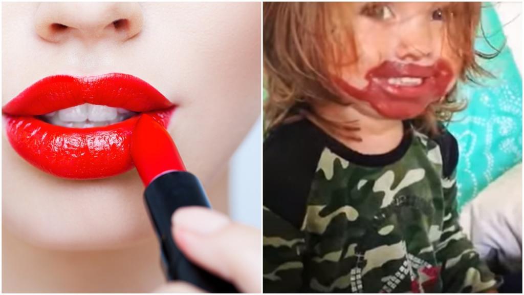 Красота - «страшная» сила: маленькая девочка стащила губную помаду у мамы - результат впечатляет