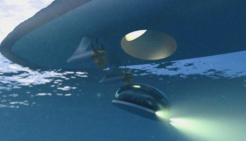 Яхта высотой 118 метров с вертолетной площадкой, подводным салоном, выдвижной рубкой и космическим дизайном обещает совершить переворот в яхтостроении