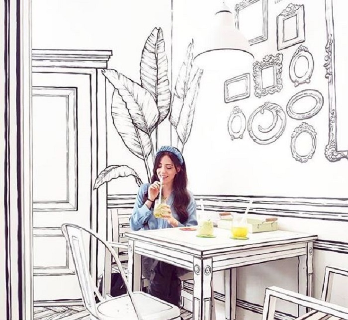 Мультяшное кафе: в Сеуле (Южная Корея) можно посетить кафе, интерьер которого выглядит как нарисованный мультик