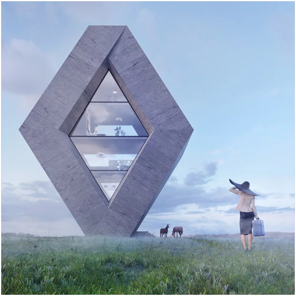 Студия Wamhouse представляет серию домов из стекла и бетона в форме известных логотипов
