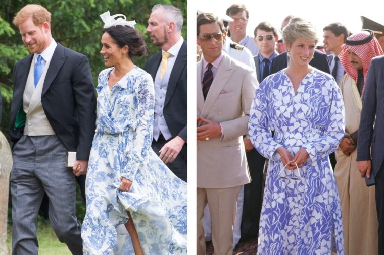 "Ой, у тебя такое же платье": 10 моментов, когда Меган Маркл и принцесса Диана надевали очень похожие наряды