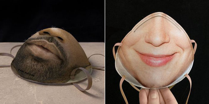 Защитная маска с напечатанным на ней лицом позволяет людям разблокировать свои телефоны во время эпидемий