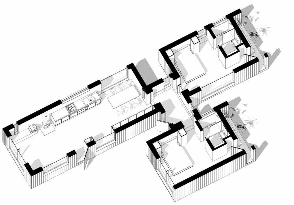 Дома-модули с фасадом из стекла эффектно смотрятся и занимают мало места: план-схемы