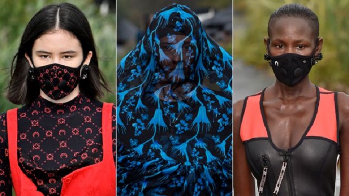 Стилисты идут в ногу со временем: дизайнерские маски от коронавируса на Неделе моды (фото)