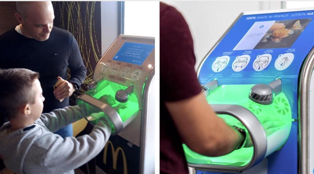 Французский стартап разработал терминал для общественных мест, который дезинфицирует руки за 7 секунд