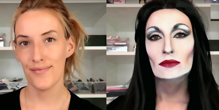 Девушка с помощью макияжа превращает себя в любую знаменитость (видео)