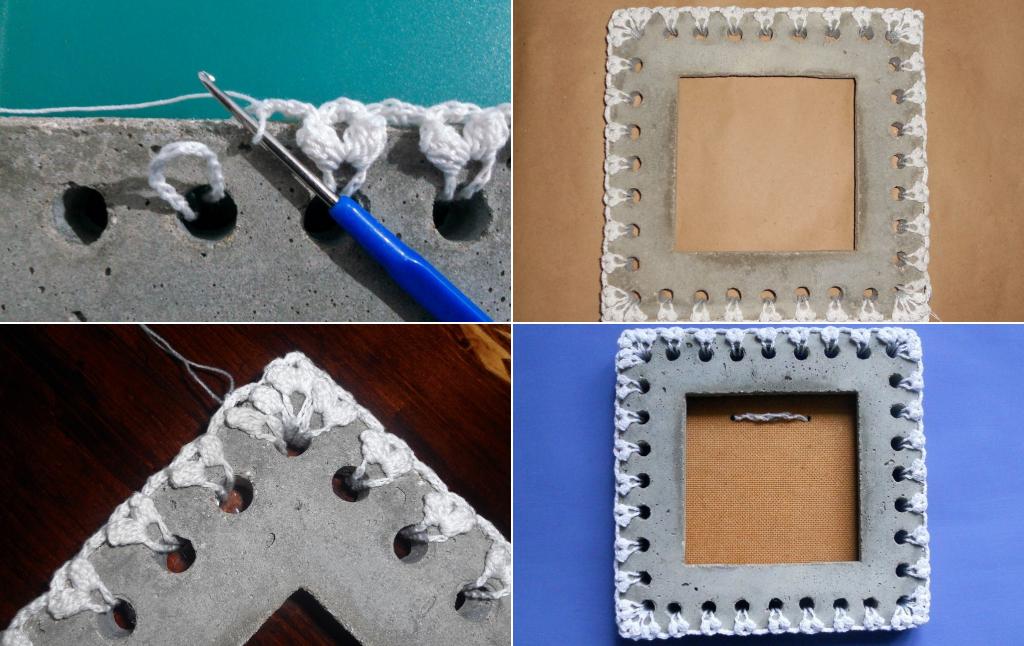 Сочетание грубого и тяжелого с легким и нежным: как сделать оригинальную рамку из кружева и бетона