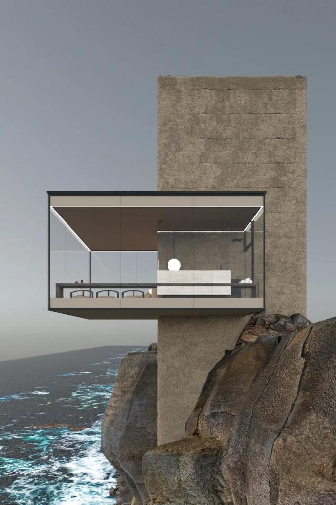 В такой квартире смогут жить настоящие смельчаки: стеклянный дом-кабина на обрыве с видом на Атлантический океан