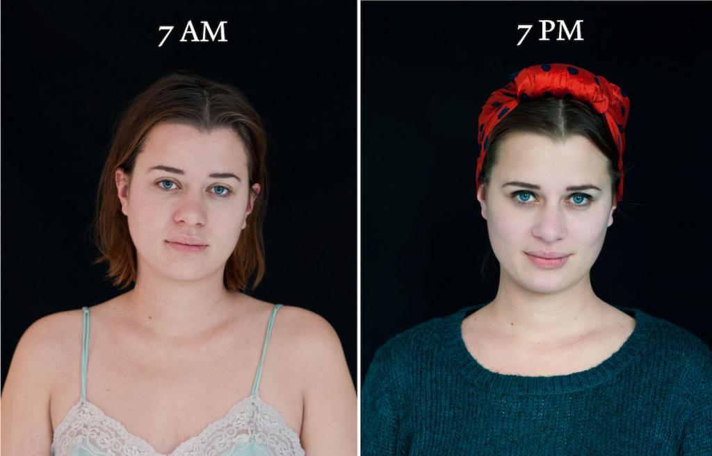 Лица людей утром и вечером: фотограф запечатлел людей в 7:00, а потом в 19:00 (фото)