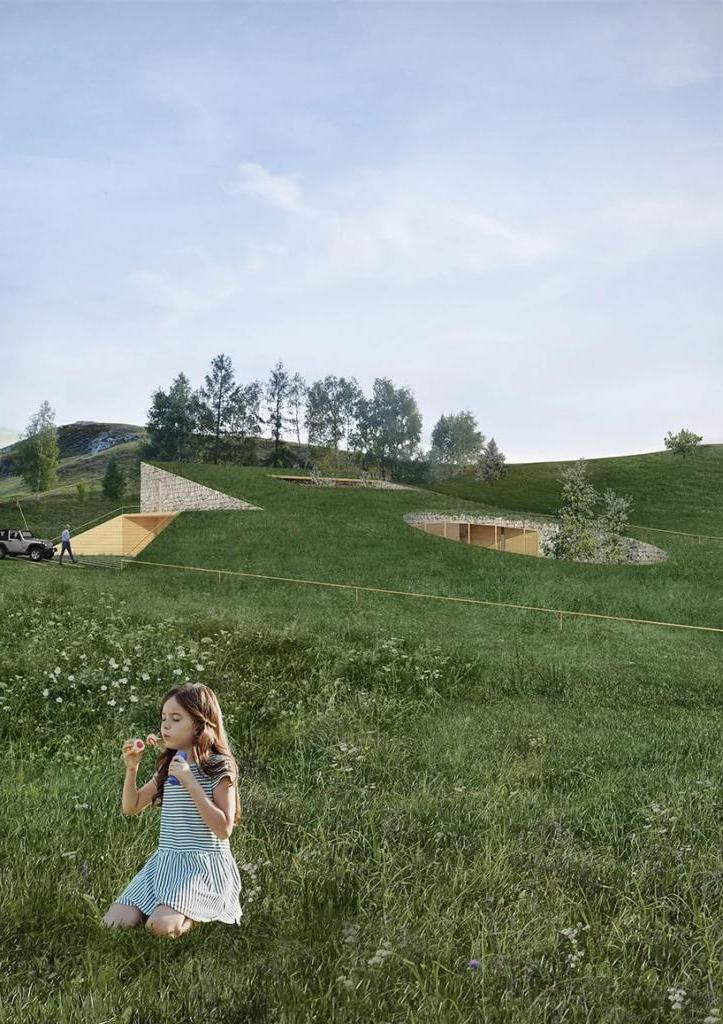 Архитектор спроектировал "дом в холмике", который должен располагаться в Краковских долинах Польши. Большая часть строения скрыта под землей, а вокруг - природа (фото)