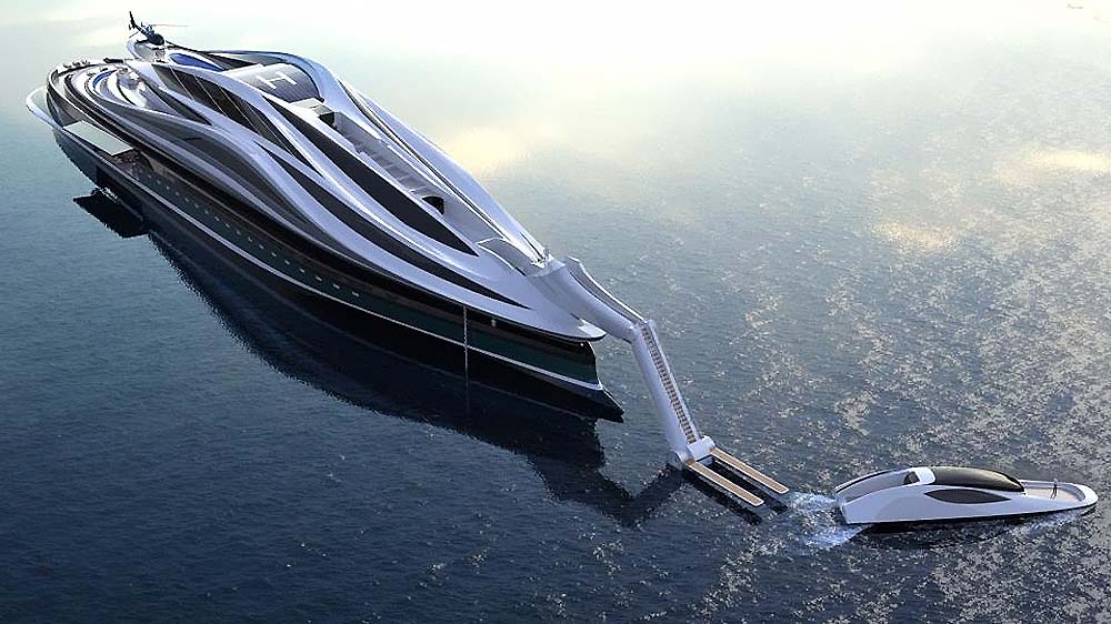 Итальянский дизайнер спроектировал яхту-лебедь с вертолетной площадкой