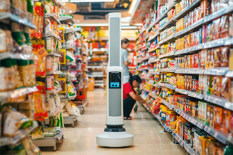 В Японии управляемые человеком роботы в супермаркетах следят за наличием продуктов и пополняют полки