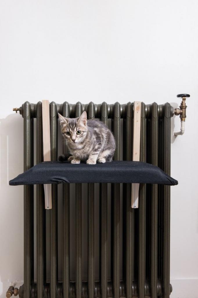 Кошка очень любит лежать у радиатора, и мы смастерили для нее специальную кровать. Она стала незаменимой в отопительный сезон