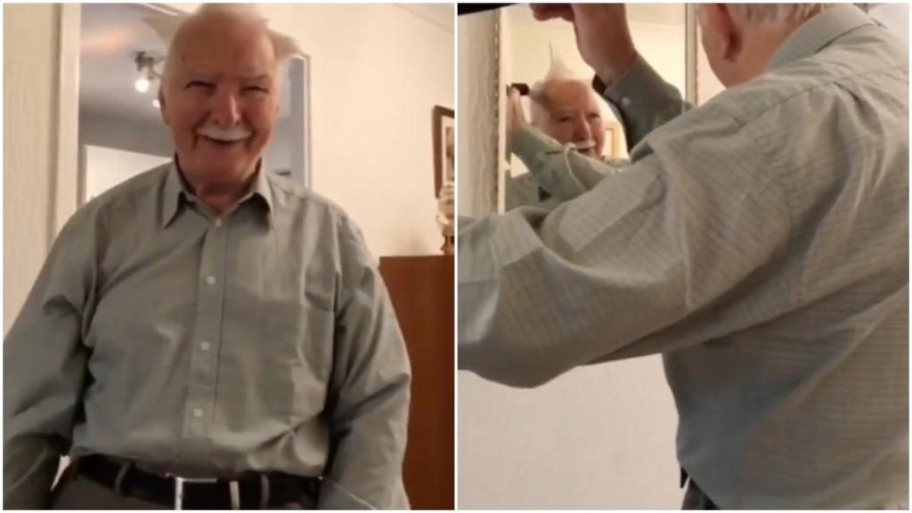 Дедушка-стилист: пожилой мужчина с помощью пылесоса попытался сделать модную прическу (видео)