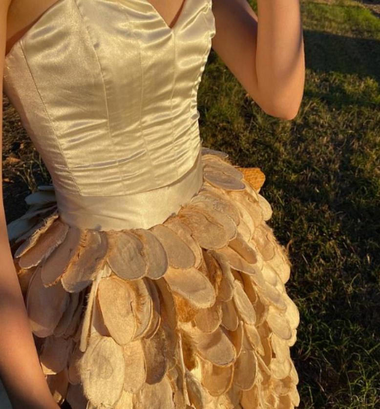 18-летняя девушка из Австралии сделала себе нарядное платье из шелухи манговых косточек: фото
