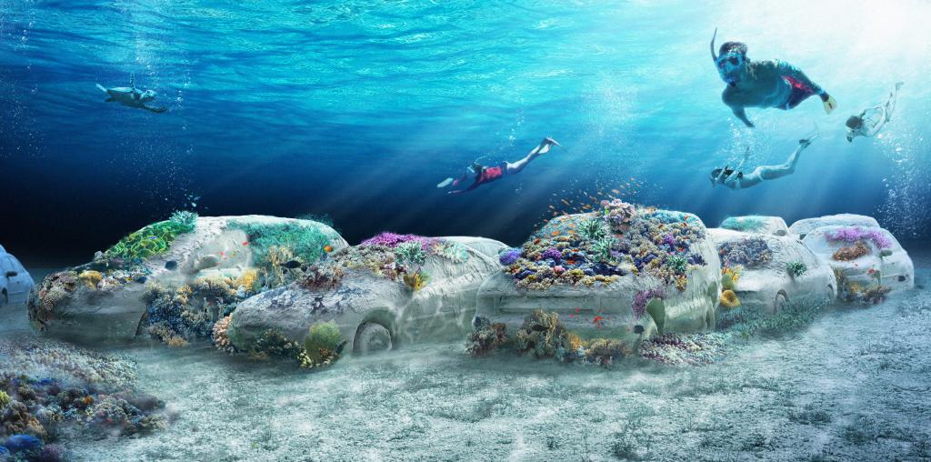 Архитектурная фирма спроектировала подводный скульптурный парк The ReefLine для Майами-Бич: как он выглядит