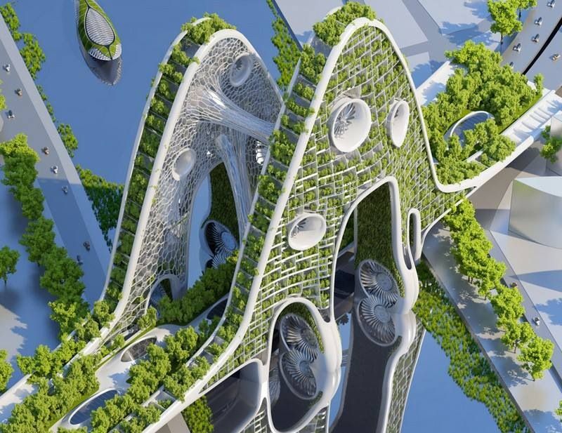 Лес будущего: города могут напоминать верхушки деревьев, а растения будут везде - над, под и на зданиях