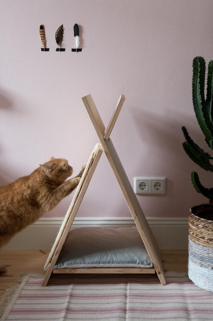 Деревянный вигвам для домашних котиков: как сделать необычную лежанку, которая порадует питомца и украсит интерьер