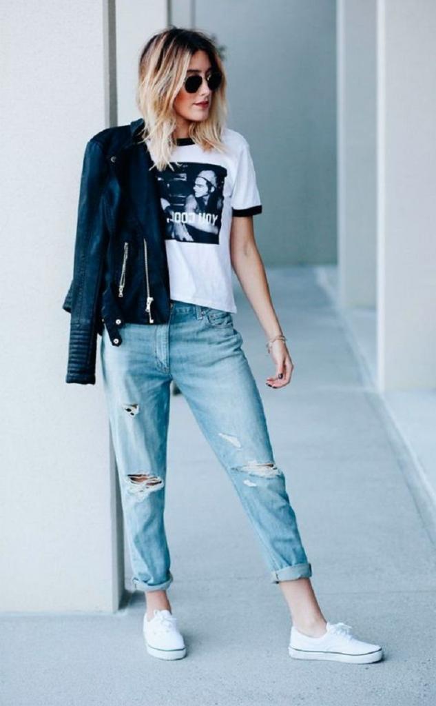 С чем сочетать модные в этом сезоне джинсы-бойфренды, чтобы выглядеть стильно: фото образов