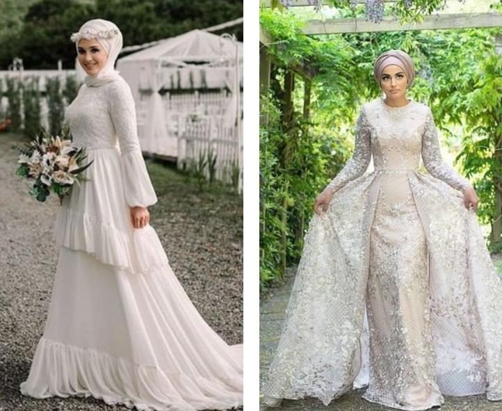 Мусульманки выбирают для свадьбы очень закрытые платья, но по красоте они не уступают классическим: фото