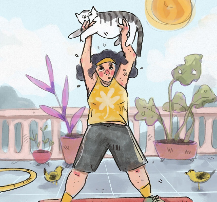 Художница Аннада Менон забавно изобразила, как провела карантин с котом. Ее иллюстрации оценили в Сети