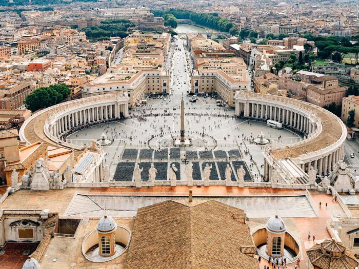 Роскошный вид на Ватикан с верхушки собора