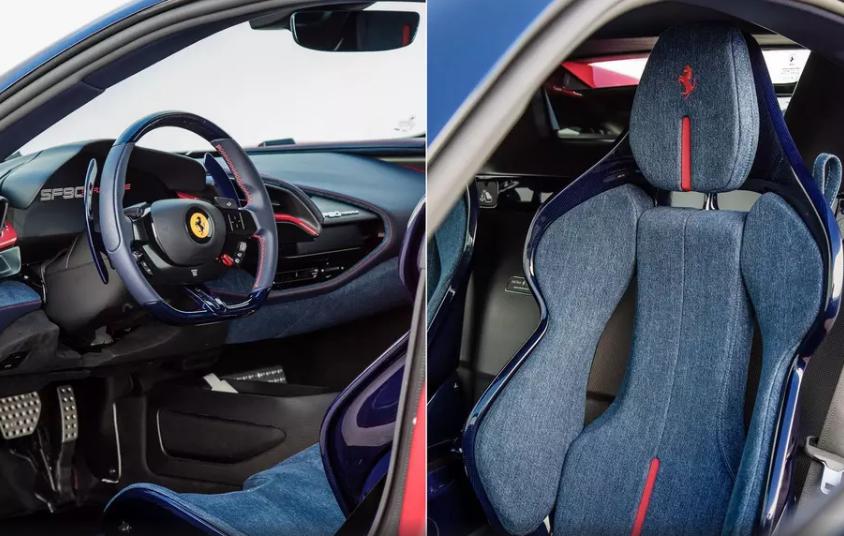 Суперкар Ferrari SF90: первый автомобиль с джинсовым салоном