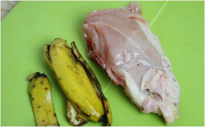 запекание мяса с бананом