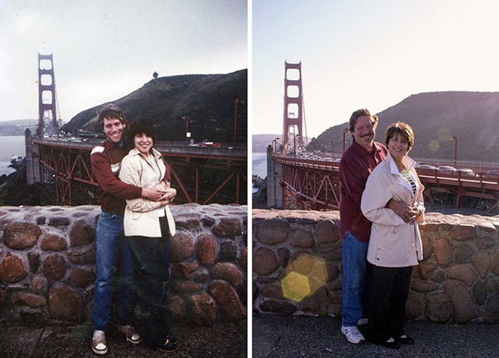 Пары воссоздали спустя годы совместные фото, сделанные много лет назад. Судя по ним, настоящая любовь существует!