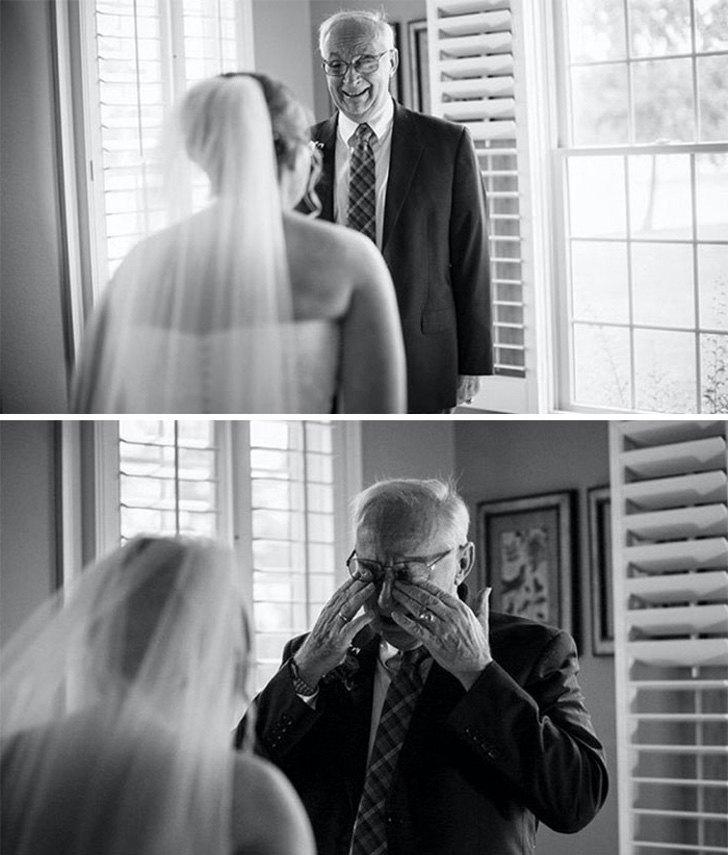 Искренние эмоции отцов, которые увидели своих дочерей в свадебном платье