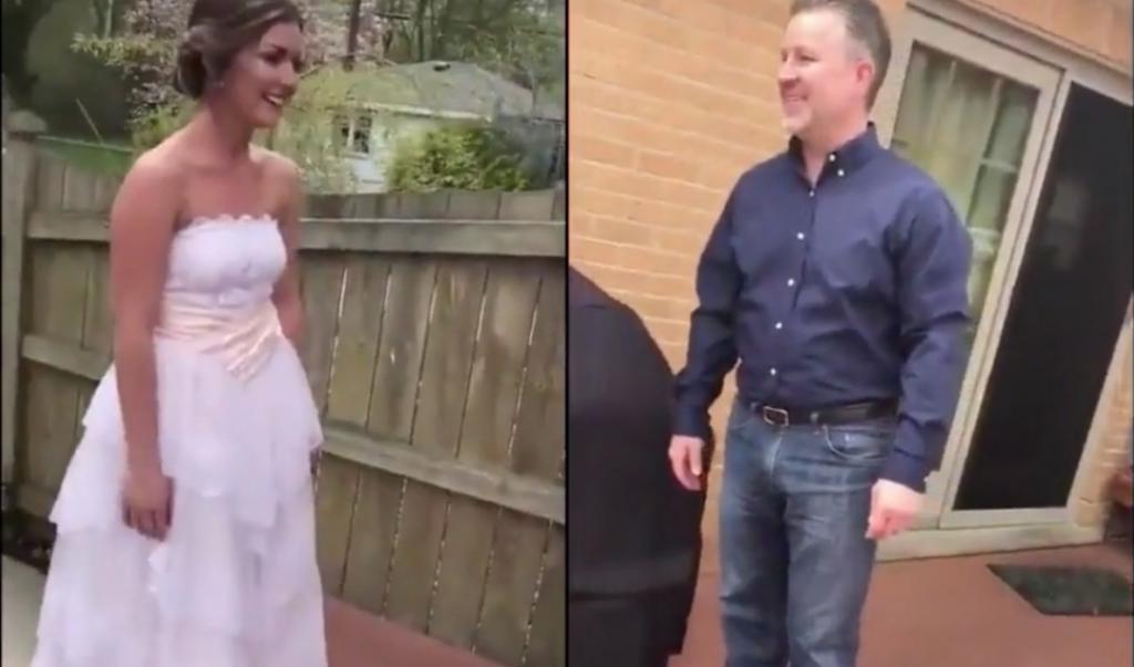Отец ждал свою дочь, чтобы отвести ее на выпускной. Когда он заметил ее платье, то понял, что видел его 20 лет назад