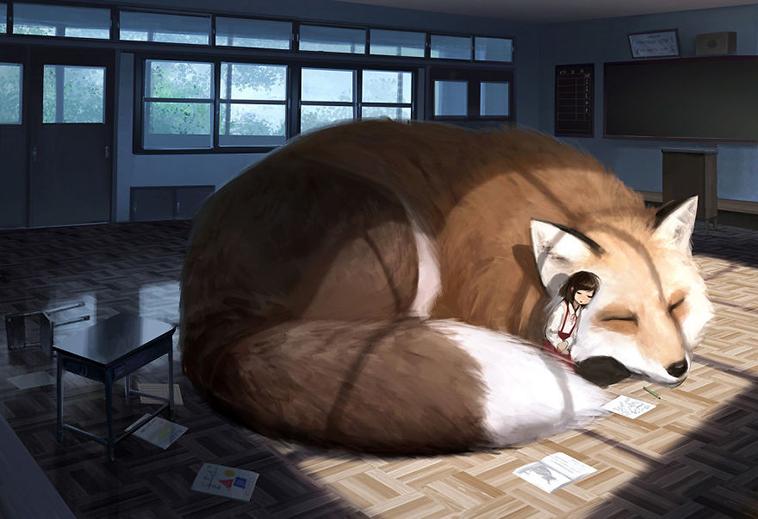 Жизнь среди гигантских животных: яркие иллюстрации японской художницы Моно Кубо