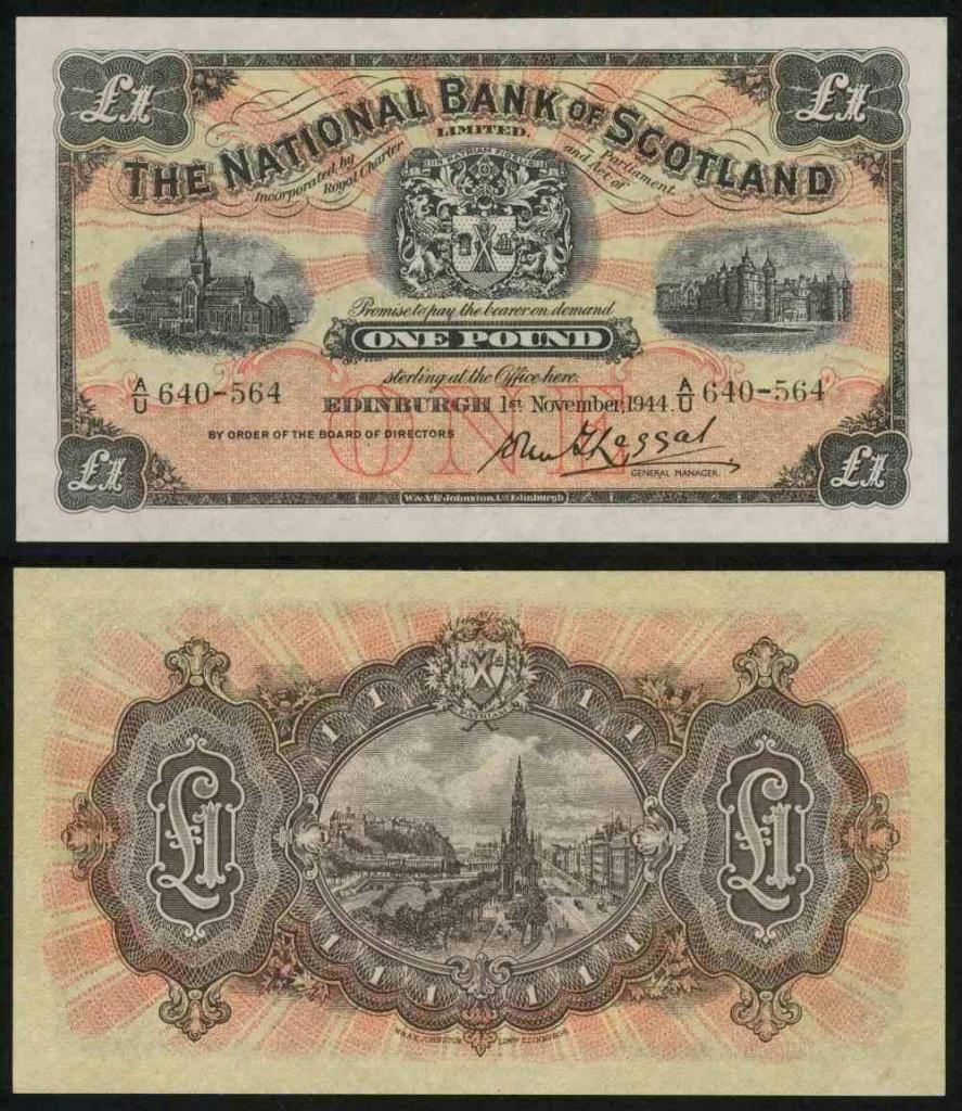 банкнота 1 фунт 1944 года
