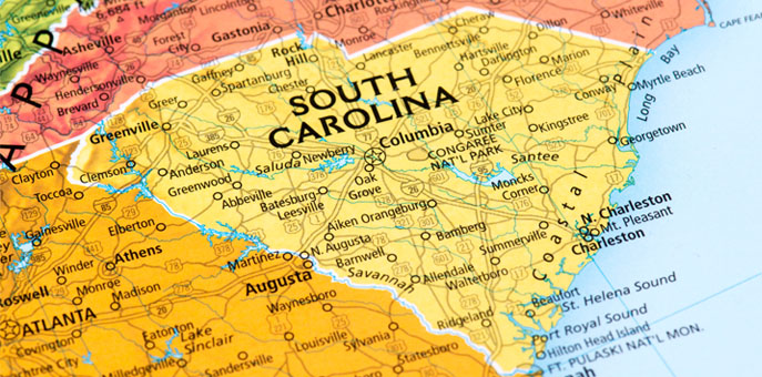 Южная Каролина на карте