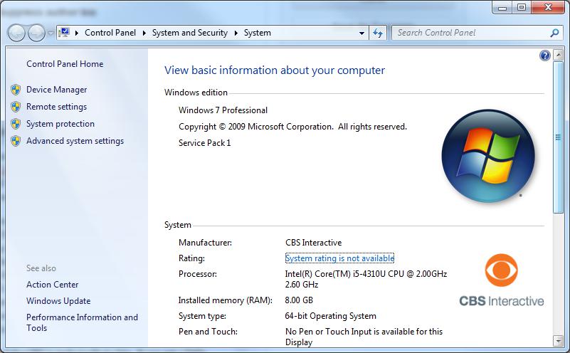 проверка битности в Windows 7