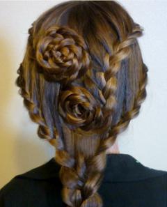 плетение розы из волос