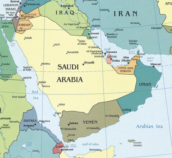 аравийский полуостров карта