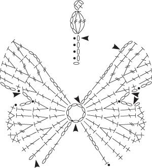 схема вязания бабочки крючком