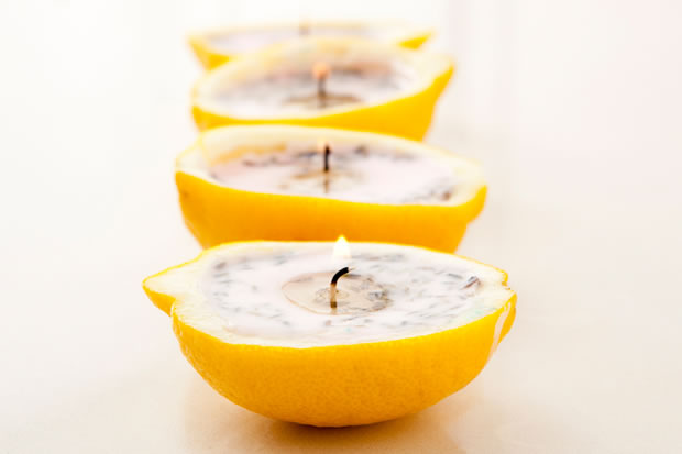 Свечи из лимона с лавандой
