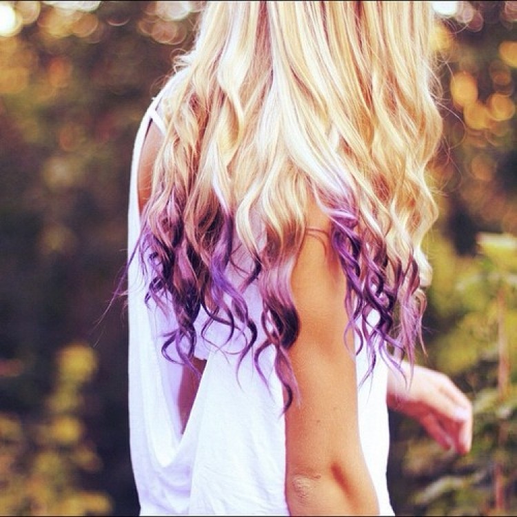 Фиолетовые кончики волос: техника окрашивания, модные тенденции, фото