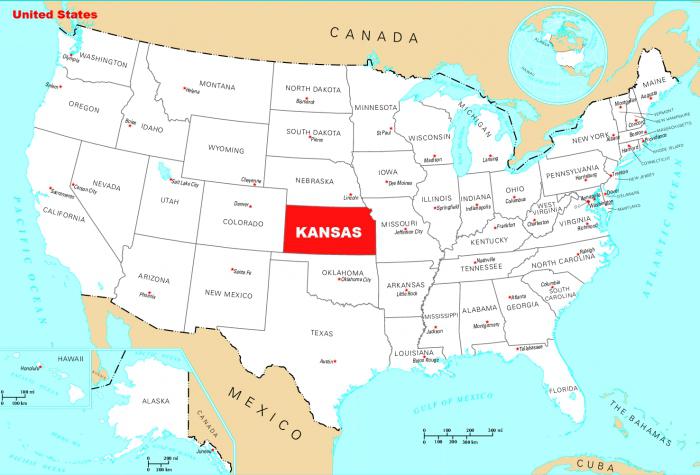 штат канзас на карте