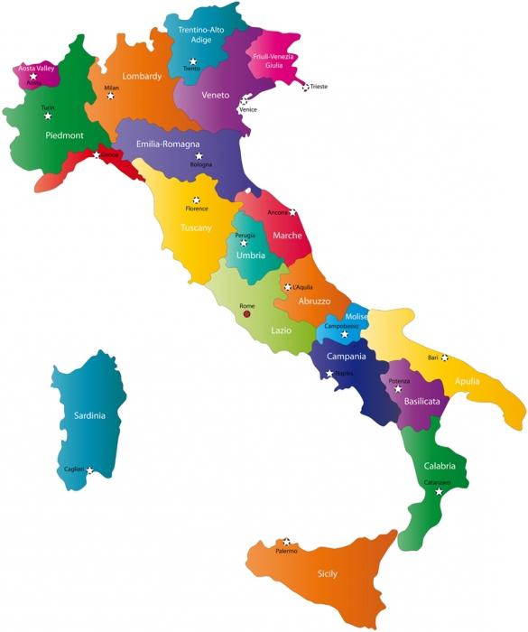 регионы италии карта