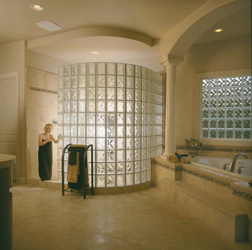стеклоблоки в дизайне ванной комнаты