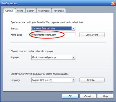 как сделать оперу стартовой страницей 