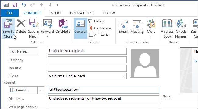 метод рассылки Undisclose recipients