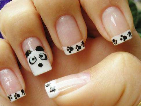 маникюр панда на короткие ногти 