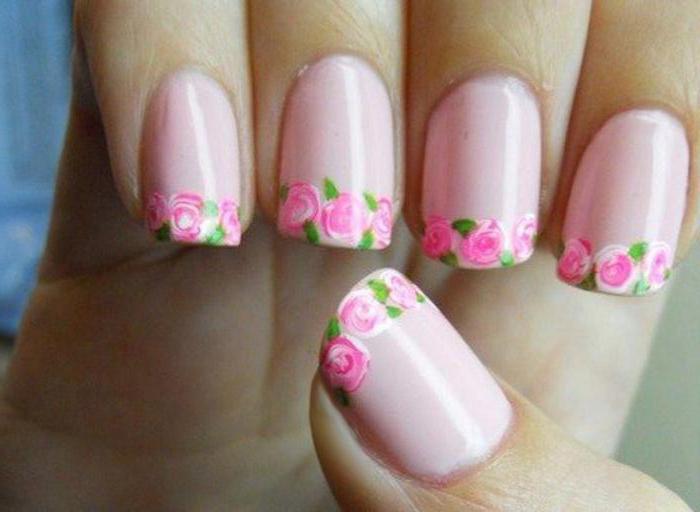дизайн ногтей френч с цветами