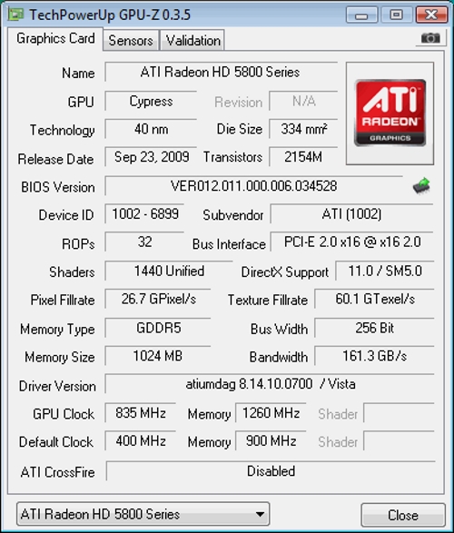 Видеокарта AMD Radeon HD 5850