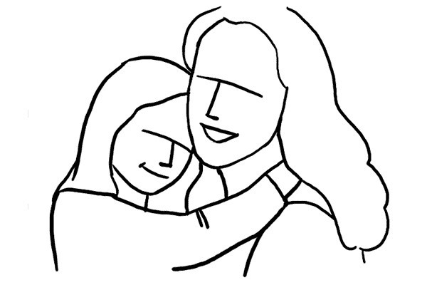 как нарисовать маму с ребенком 